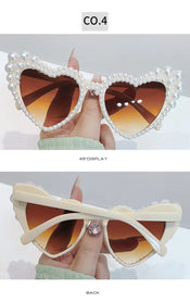 "Lallia" Pearl Heart Sunglasses width=100 
