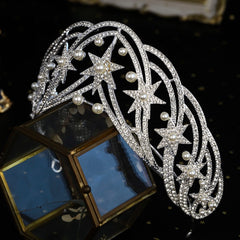 "Editha" Rhinestone Pearl Tiara
