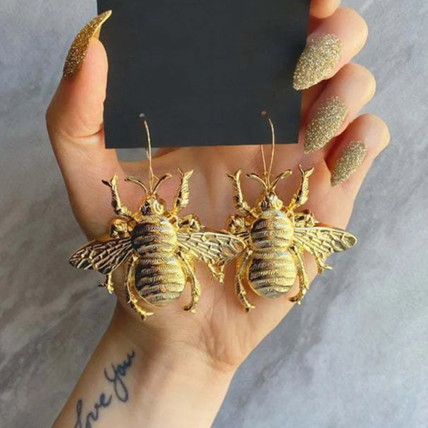 "Fidella" Gold Insect Earrings