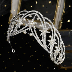 "Editha" Rhinestone Pearl Tiara
