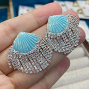 "Azurine" Blue Dress Earrings width=100 