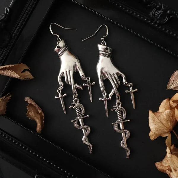 "Morwynelle" Dagger Snake Earrings