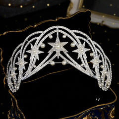 "Editha" Rhinestone Pearl Tiara