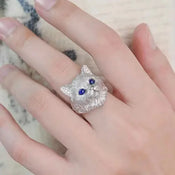 "Audriana" Adjustable Cat Head Ring width=100 