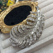 "Alarion" Rhinestone Feather Brooch width=100 
