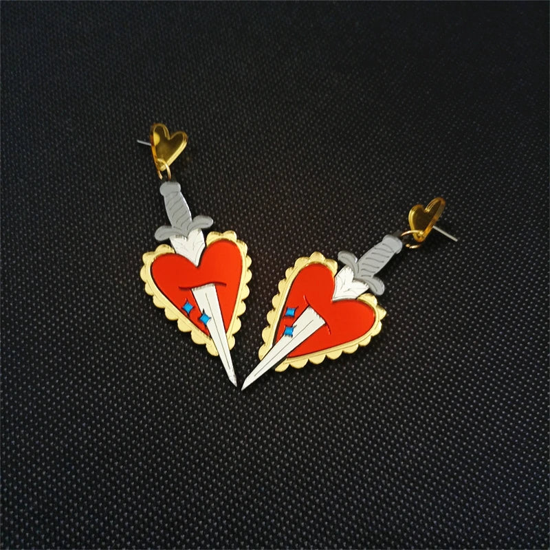 "Osburga" Heart Sword Earrings