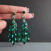 "Jacintha" Peacock Rhinestone Earrings width=100 