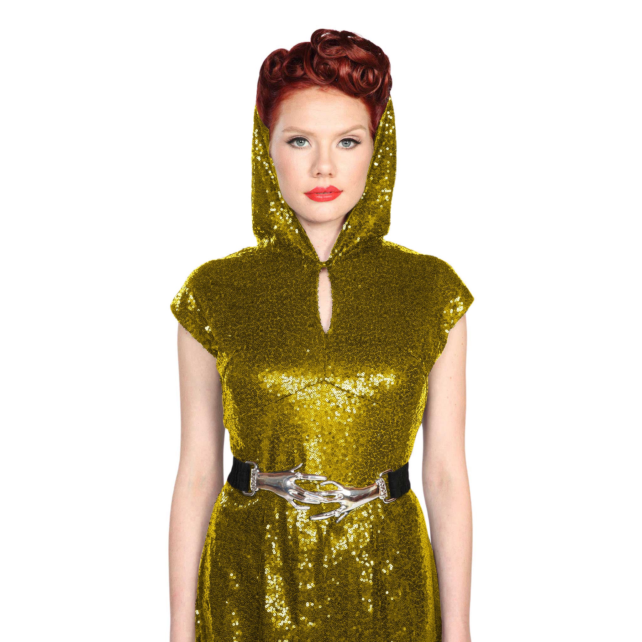 "Alexis" Sequin Hooded Dress