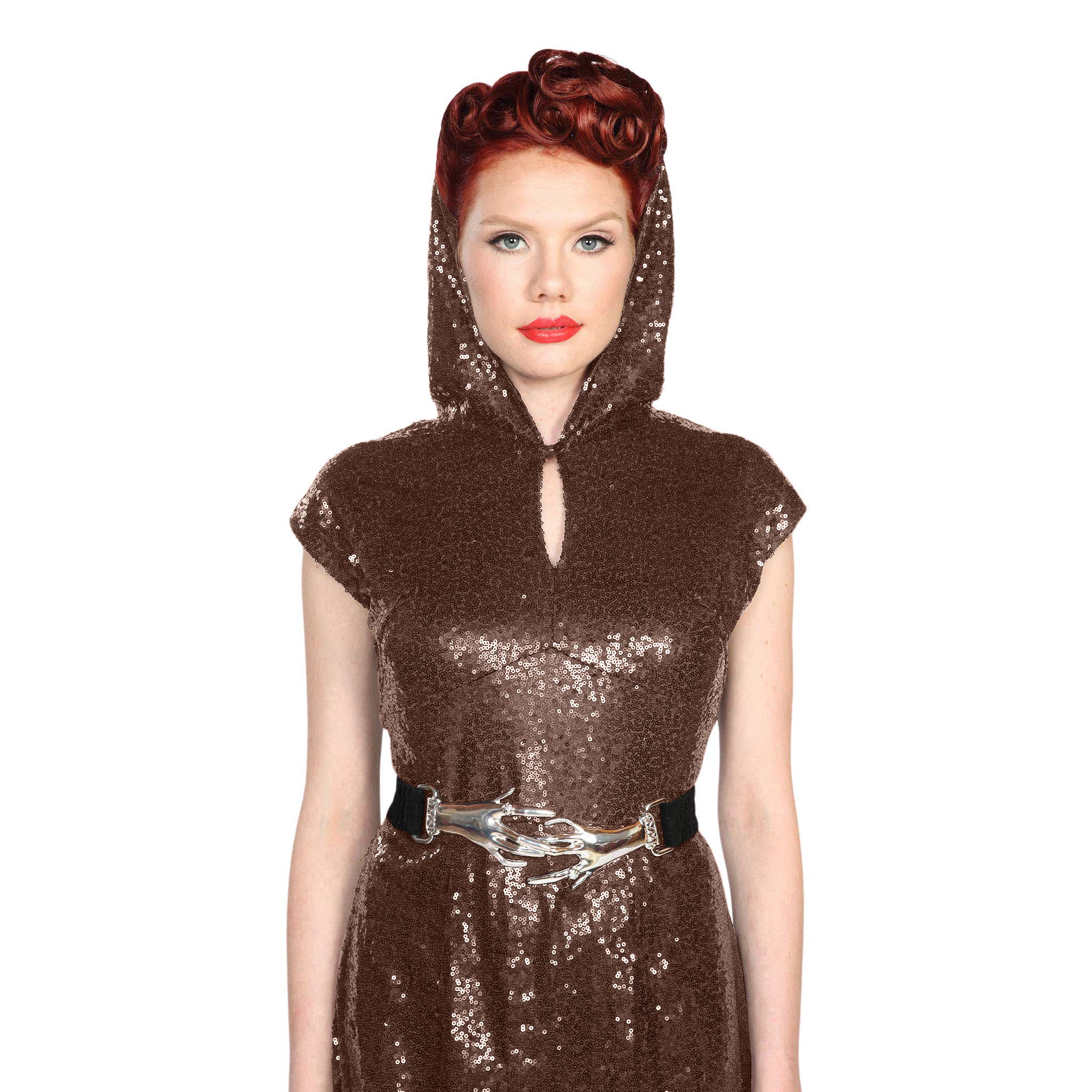 "Alexis" Sequin Hooded Dress