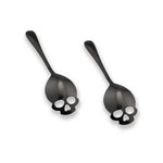 "Skully" Skull Teaspoon Pair - Black