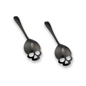 "Skully" Skull Teaspoon Pair - Black