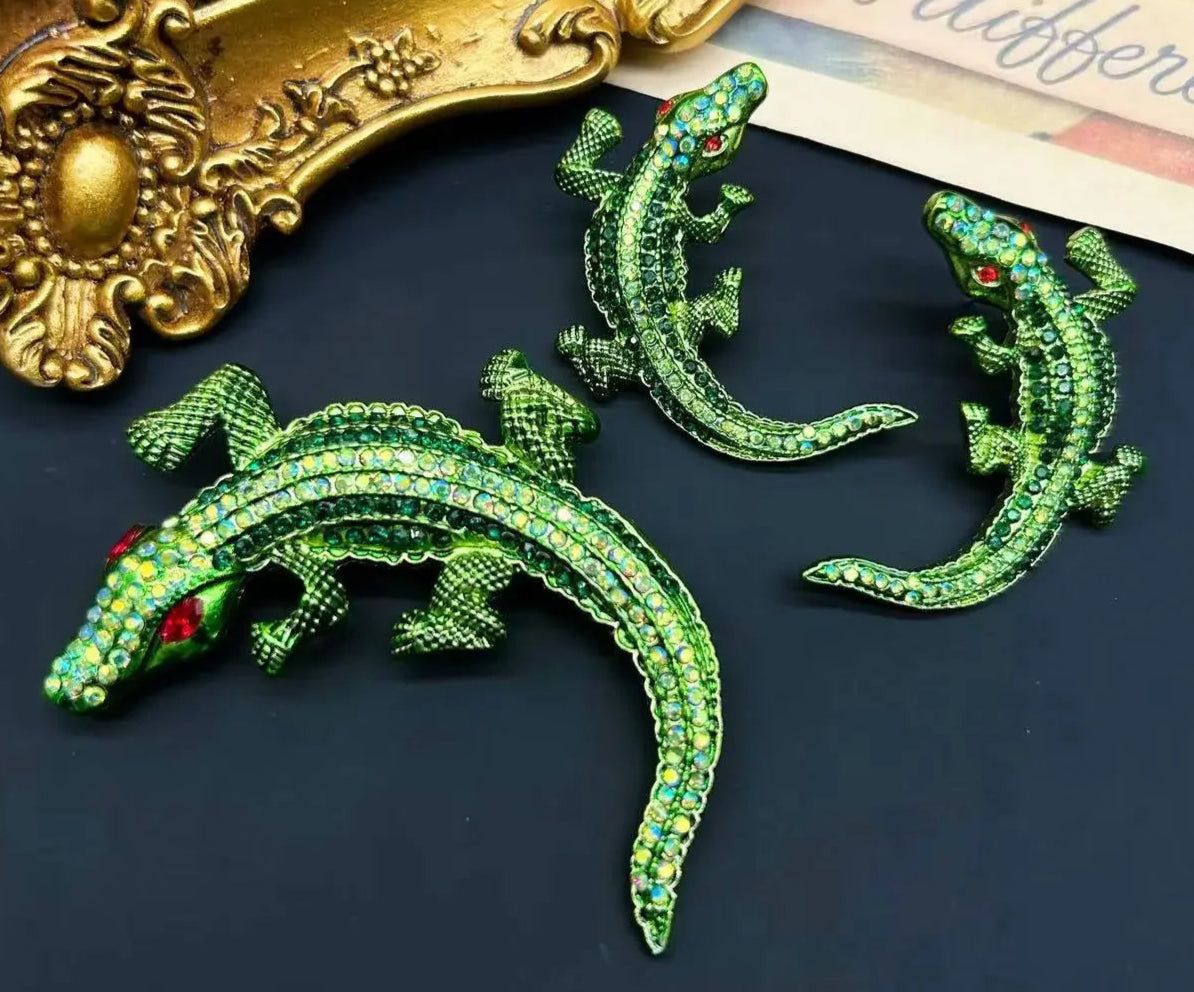 "Bellatrix" Gator Earrings & Brooch