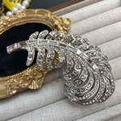 "Alarion" Rhinestone Feather Brooch width=100 