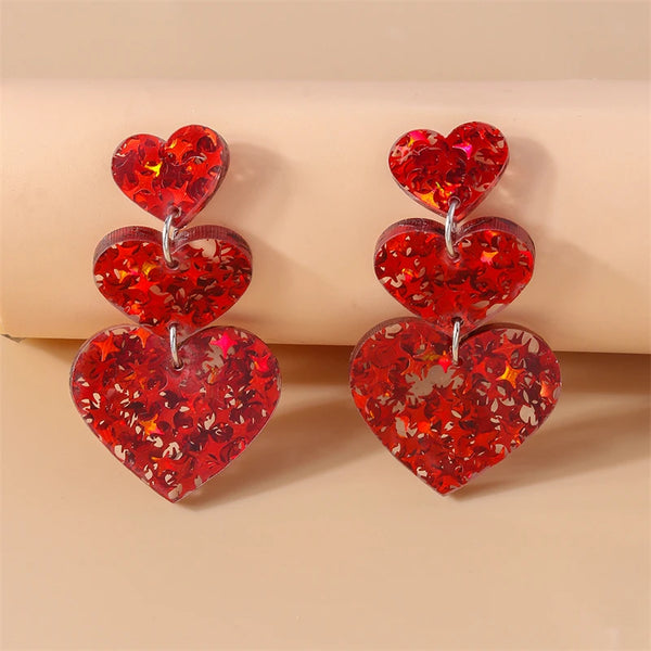 "Valora" Red Heart Studs