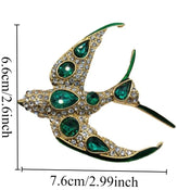 "Clarissa" Rhinestone Swallow Brooch width=100 