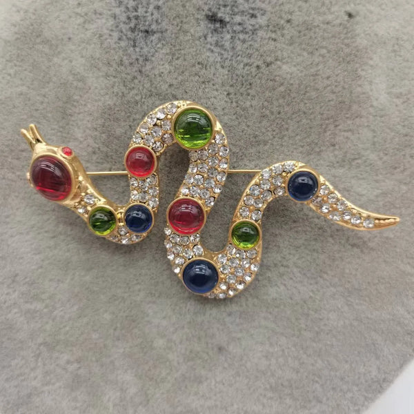 "Drakonis" Rhinestone Snake Brooch