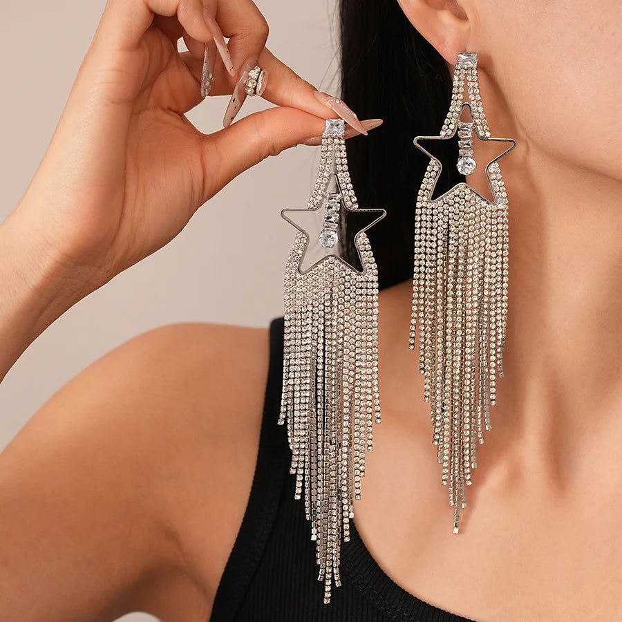 "Glenisse" Star Long Tassel Earrings