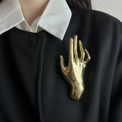 "Andriennea" Metal Hands Brooch width=100 