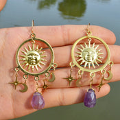 "Selune" Moon Sun Earrings width=100 