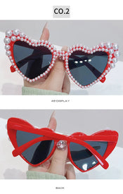 "Lallia" Pearl Heart Sunglasses width=100 