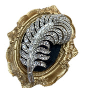 "Alarion" Rhinestone Feather Brooch width=100 
