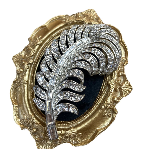 "Alarion" Rhinestone Feather Brooch