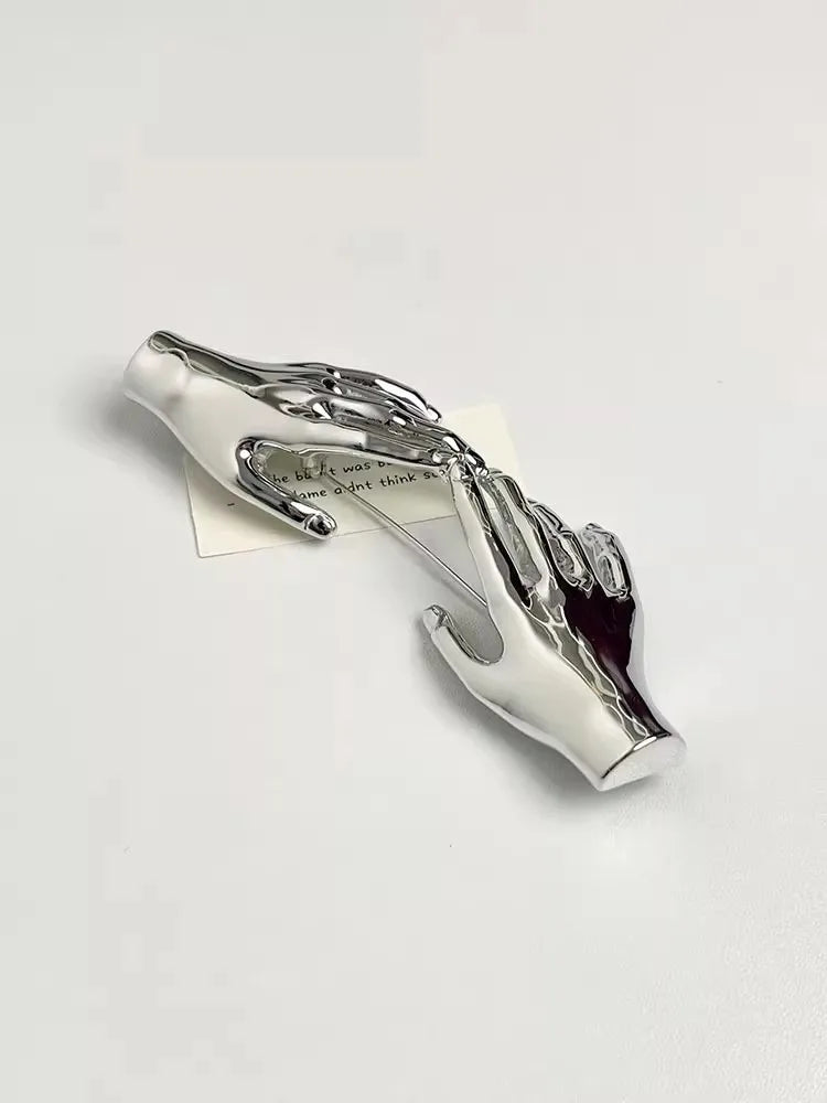 "Andriennea" Metal Hands Brooch
