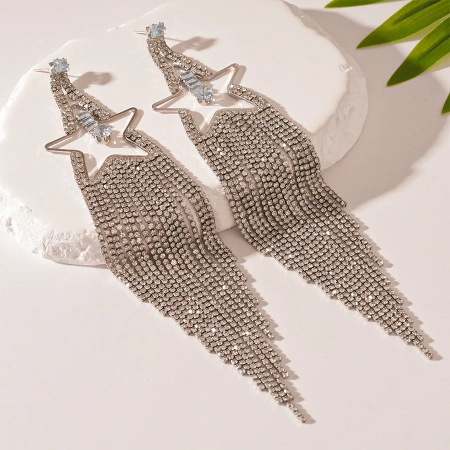 "Glenisse" Star Long Tassel Earrings