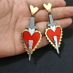 "Osburga" Heart Sword Earrings