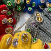 "Gemelion" Rhinestone Wool Gloves width=100 