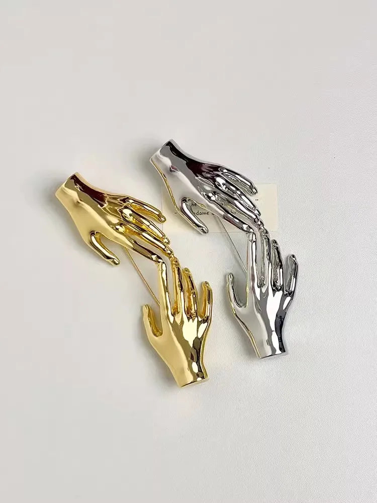 "Andriennea" Metal Hands Brooch