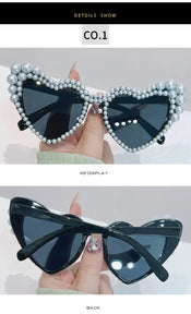 "Lallia" Pearl Heart Sunglasses width=100 