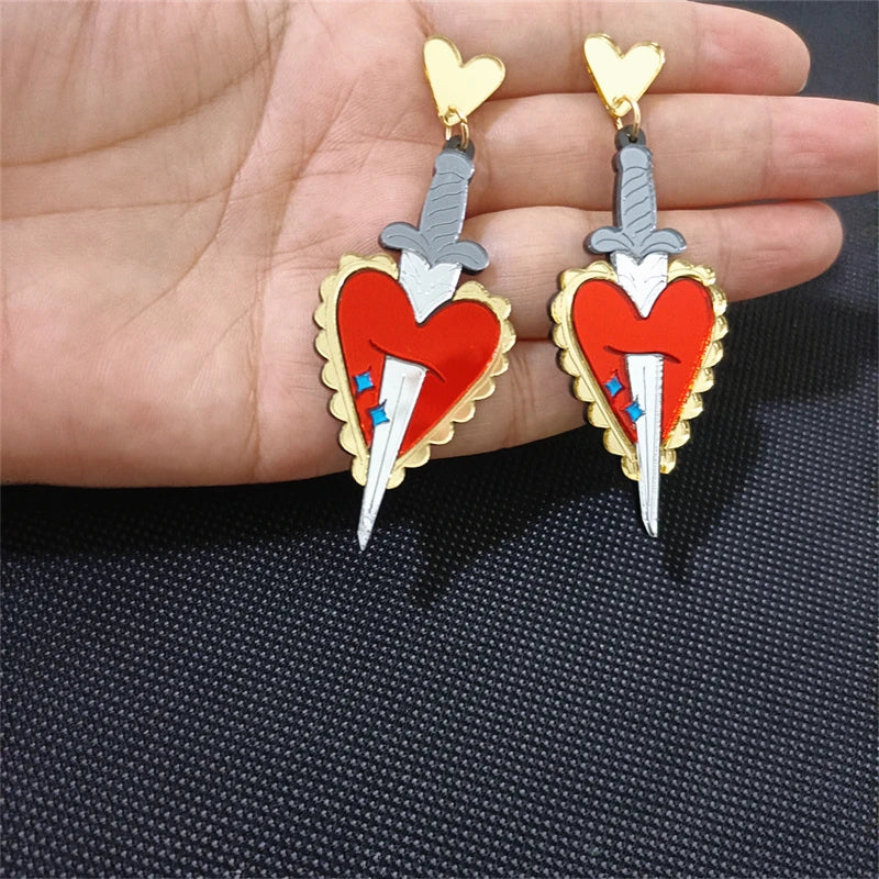 "Osburga" Heart Sword Earrings