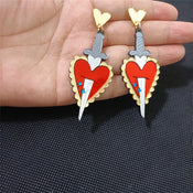"Osburga" Heart Sword Earrings width=100 