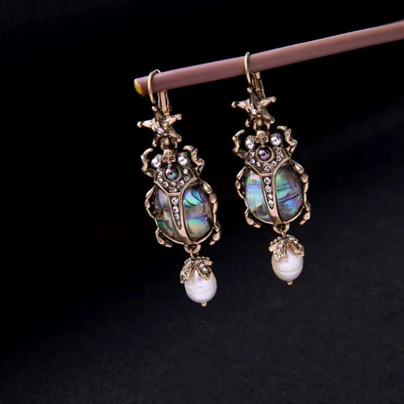 "Tacita" Beetle Shell Earrings