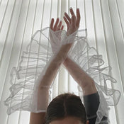 "Margery" Lace Elbow Gloves width=100 