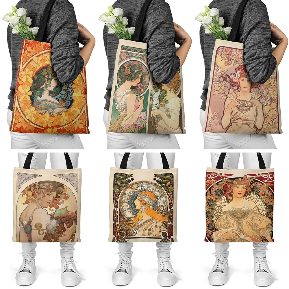 "Verena" Mucha Canvas Tote Bag