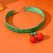 "Cerisea" Cherry Velvet Necklace width=100 