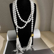 "Perloria" Pearl Tassel Necklace width=100 