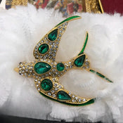 "Clarissa" Rhinestone Swallow Brooch width=100 