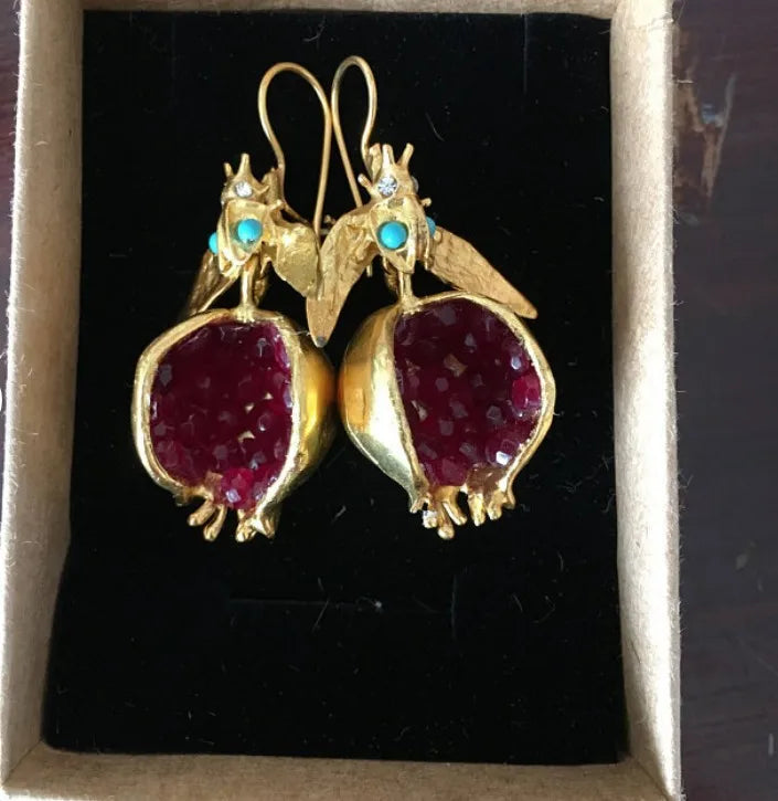 "Guendolen" Gold Pomegranate Earrings