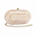 Art Deco Acrylic Oval Clutch Handbag-Champagne-0