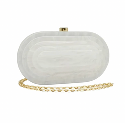 Art Deco Acrylic Oval Clutch Handbag-White-0 width=100 