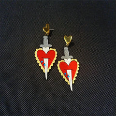 "Osburga" Heart Sword Earrings