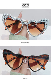 "Lallia" Pearl Heart Sunglasses width=100 
