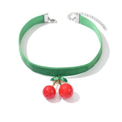 "Cerisea" Cherry Velvet Necklace width=100 