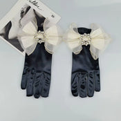 "Sabina" Camellia Satin Gloves width=100 