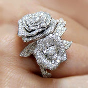 "Belyra" Rhinestone Roses Ring width=100 