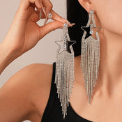 "Glenisse" Star Long Tassel Earrings width=100 