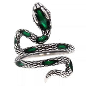 "Thessalos" Green Snake Ring width=100 